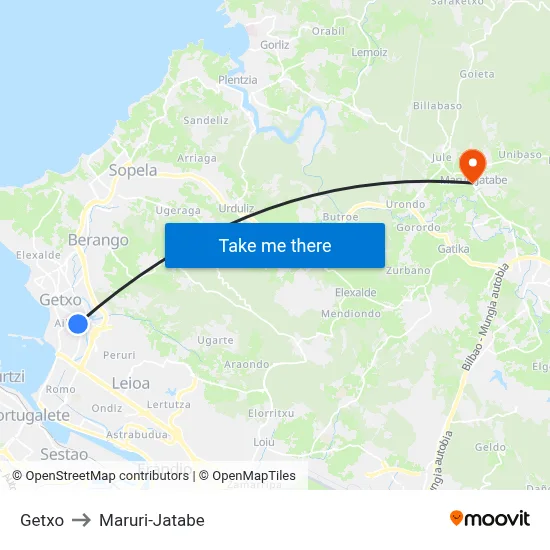 Getxo to Maruri-Jatabe map