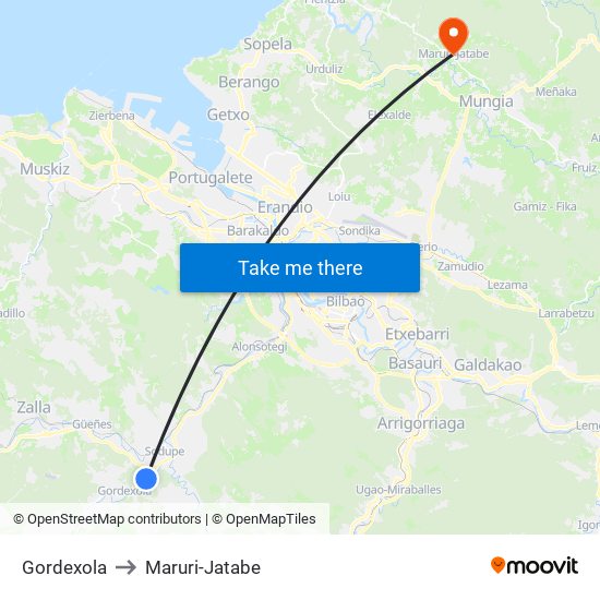 Gordexola to Maruri-Jatabe map