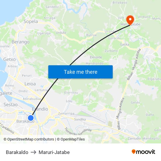 Barakaldo to Maruri-Jatabe map