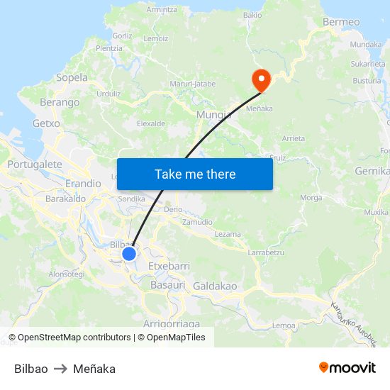 Bilbao to Meñaka map