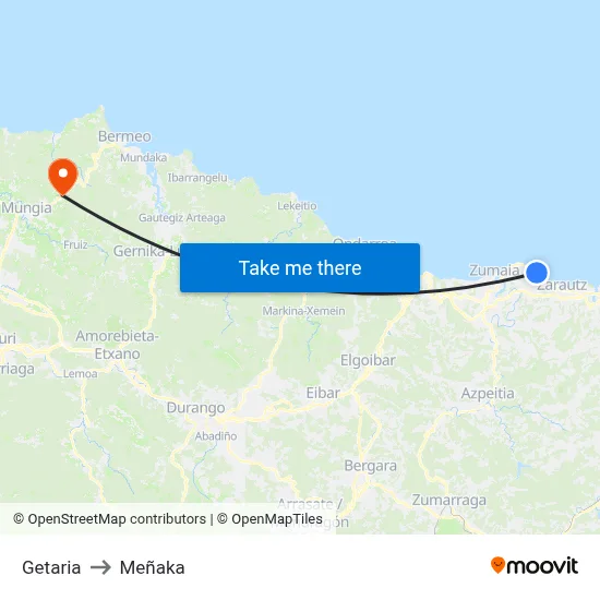 Getaria to Meñaka map