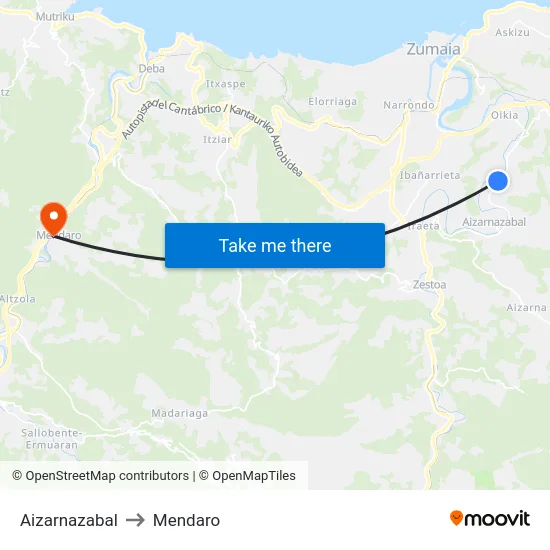 Aizarnazabal to Mendaro map