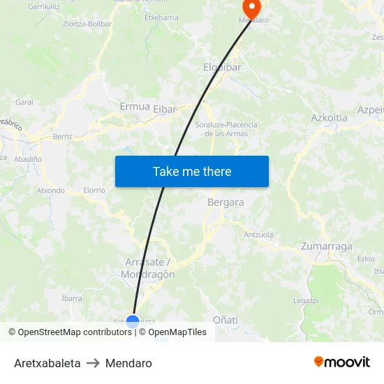 Aretxabaleta to Mendaro map
