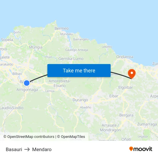 Basauri to Mendaro map