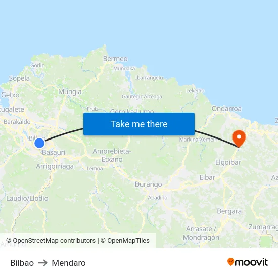 Bilbao to Mendaro map