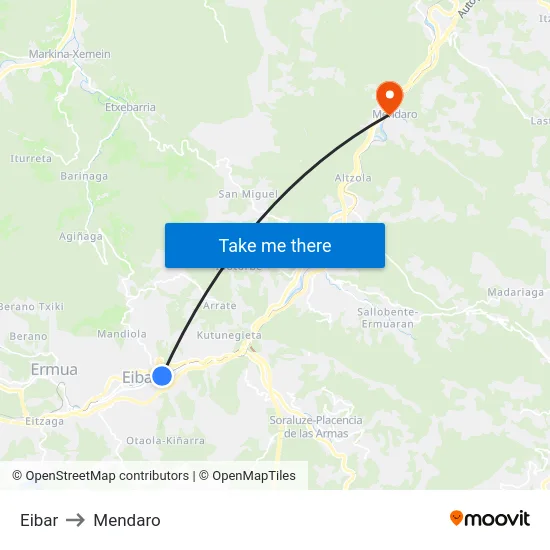 Eibar to Mendaro map