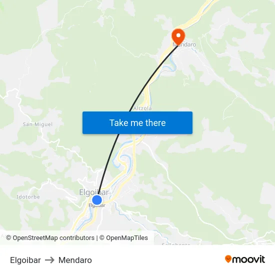 Elgoibar to Mendaro map