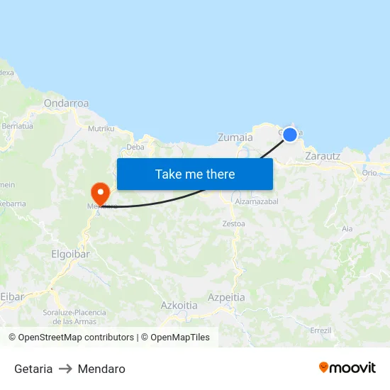 Getaria to Mendaro map