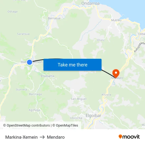 Markina-Xemein to Mendaro map