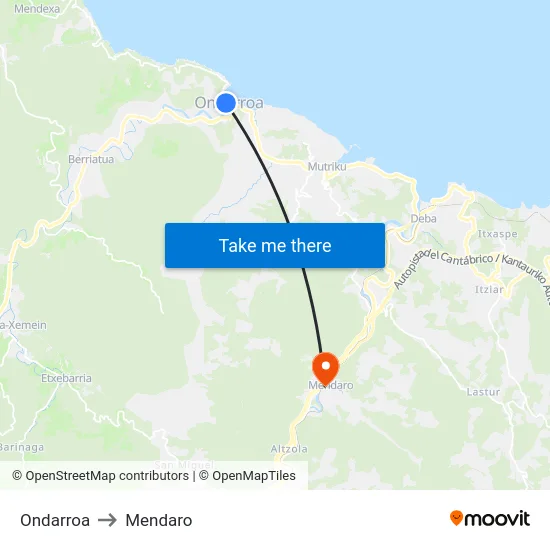 Ondarroa to Mendaro map
