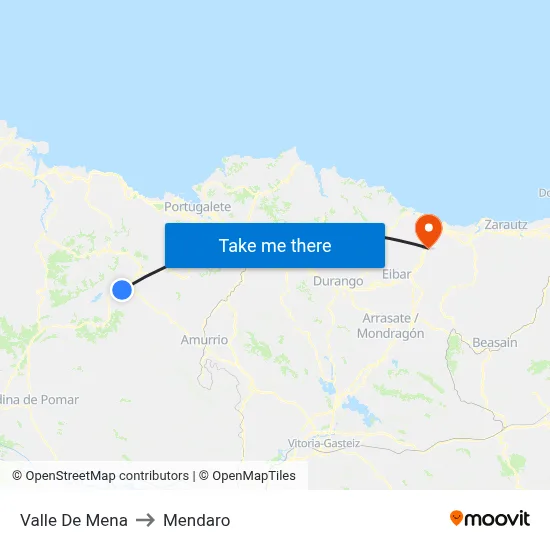 Valle De Mena to Mendaro map