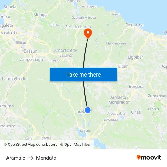 Aramaio to Mendata map