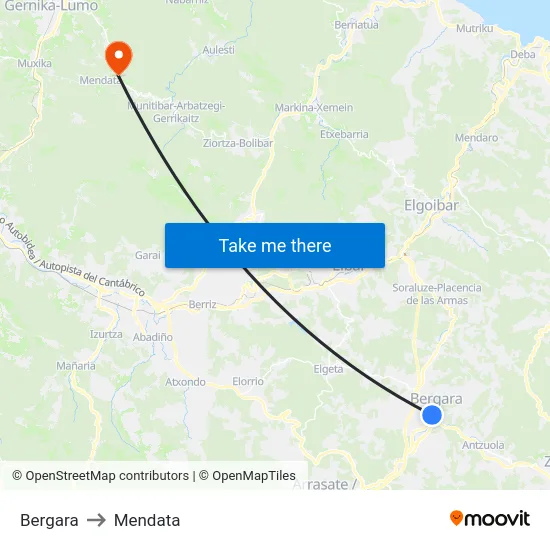 Bergara to Mendata map
