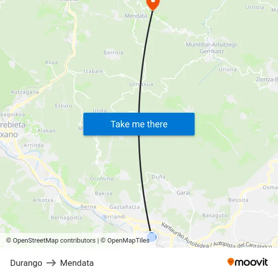 Durango to Mendata map