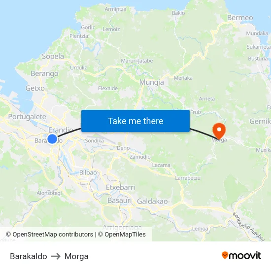 Barakaldo to Morga map