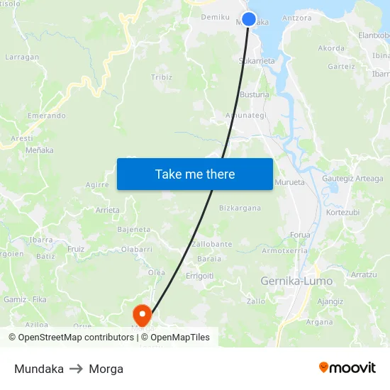 Mundaka to Morga map