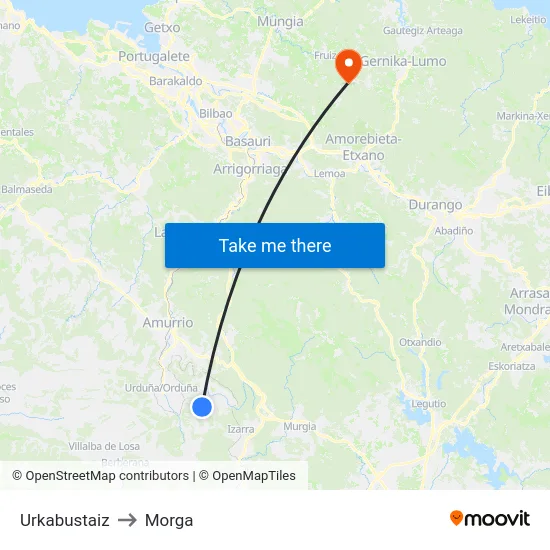Urkabustaiz to Morga map