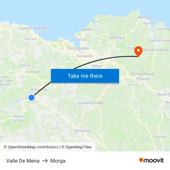 Valle De Mena to Morga map