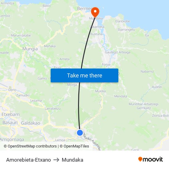 Amorebieta-Etxano to Mundaka map