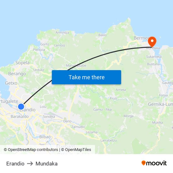 Erandio to Mundaka map
