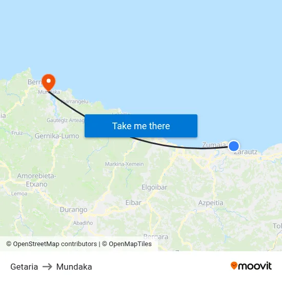 Getaria to Mundaka map