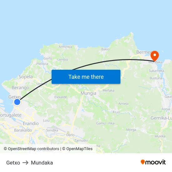Getxo to Mundaka map