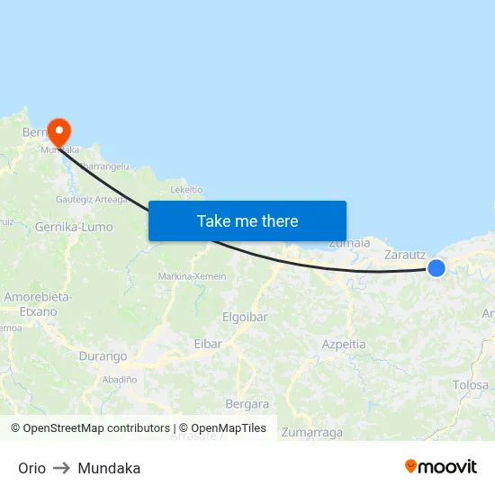 Orio to Mundaka map