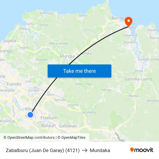 Zabalburu (Juan De Garay) (4121) to Mundaka map