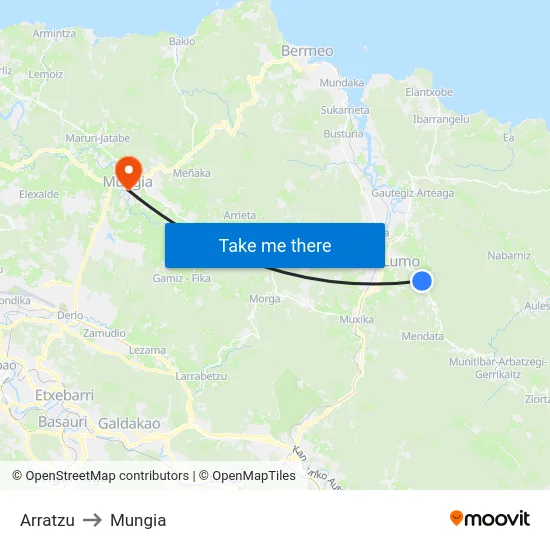 Arratzu to Mungia map