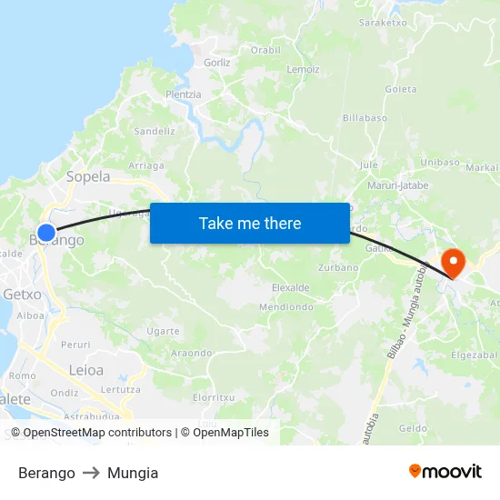 Berango to Mungia map