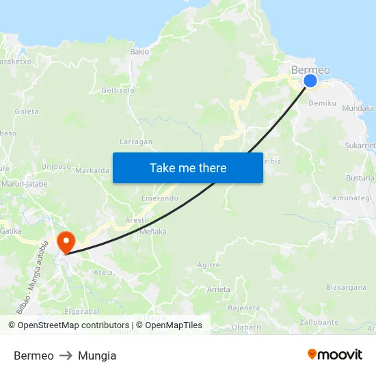 Bermeo to Mungia map