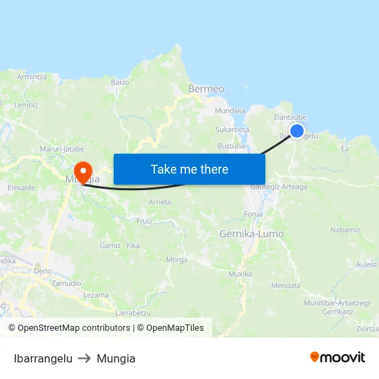Ibarrangelu to Mungia map