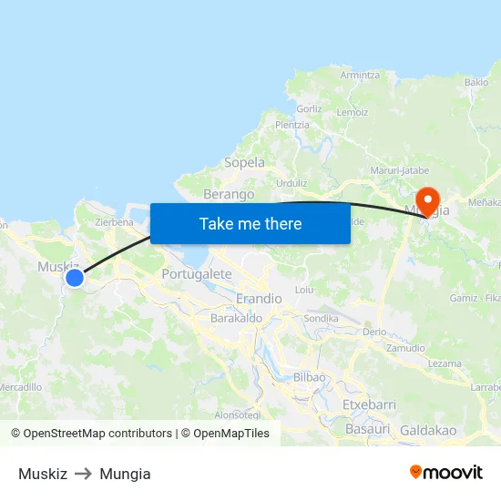 Muskiz to Mungia map
