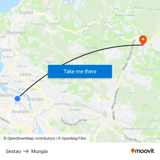 Sestao to Mungia map