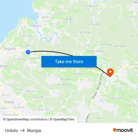 Urduliz to Mungia map