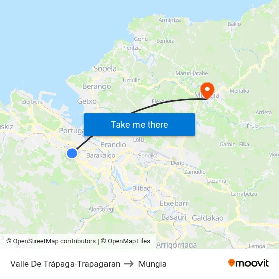 Valle De Trápaga-Trapagaran to Mungia map