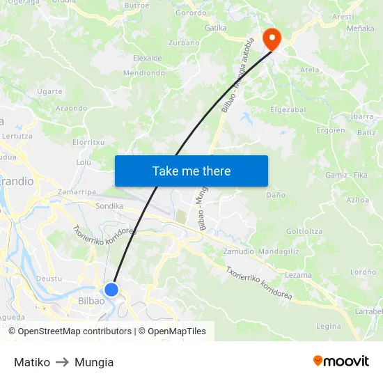 Matiko to Mungia map