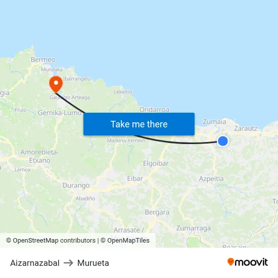 Aizarnazabal to Murueta map