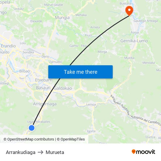 Arrankudiaga to Murueta map