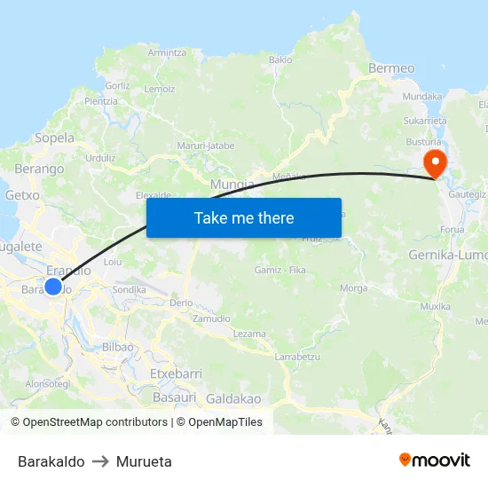 Barakaldo to Murueta map