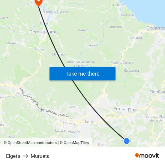 Elgeta to Murueta map