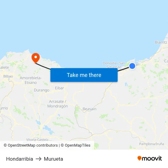 Hondarribia to Murueta map