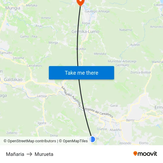 Mañaria to Murueta map