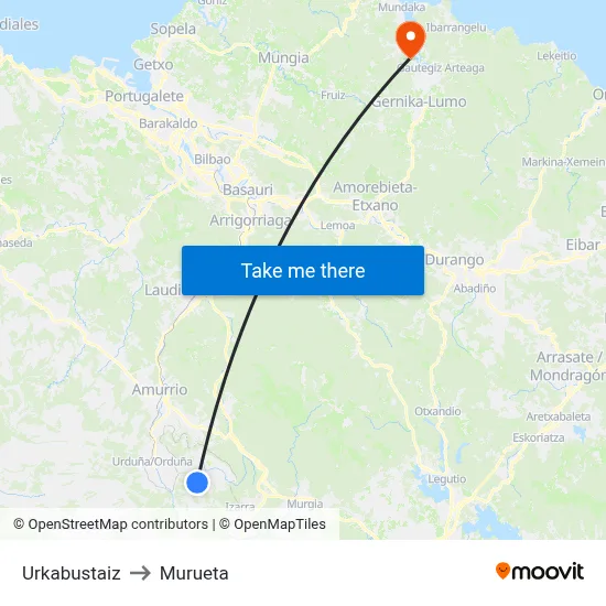 Urkabustaiz to Murueta map
