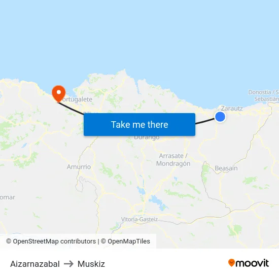 Aizarnazabal to Muskiz map