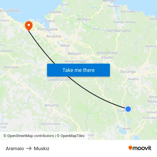 Aramaio to Muskiz map