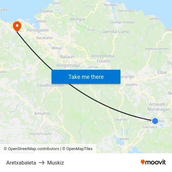 Aretxabaleta to Muskiz map