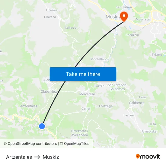 Artzentales to Muskiz map