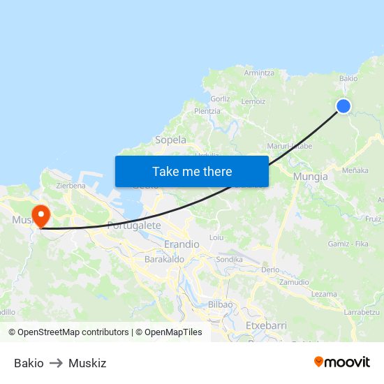 Bakio to Muskiz map