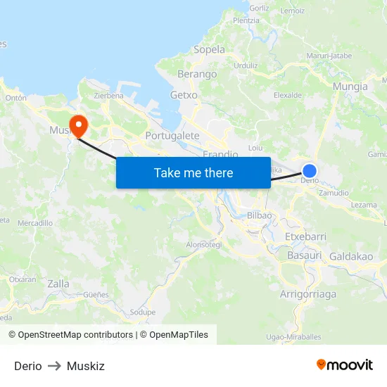 Derio to Muskiz map